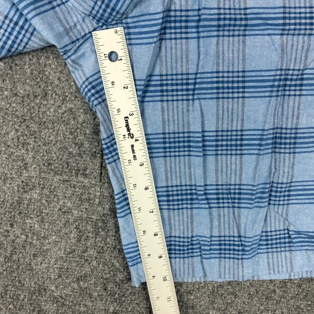 Banana Republic Mens Blue Plaid Cotton Flat Front Chino Shorts Size 35